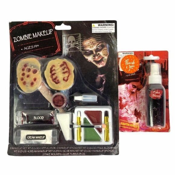 Halloween Zombie Makeup with Fake Blood Scab‎ Prosthetics Horror Costume Scary - Picture 1 of 11